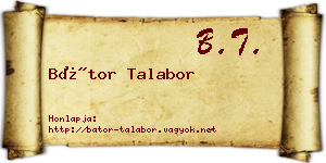 Bátor Talabor névjegykártya